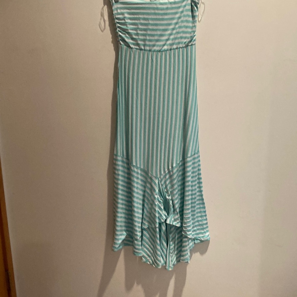 Charming Charlie Teal and White Striped Dress